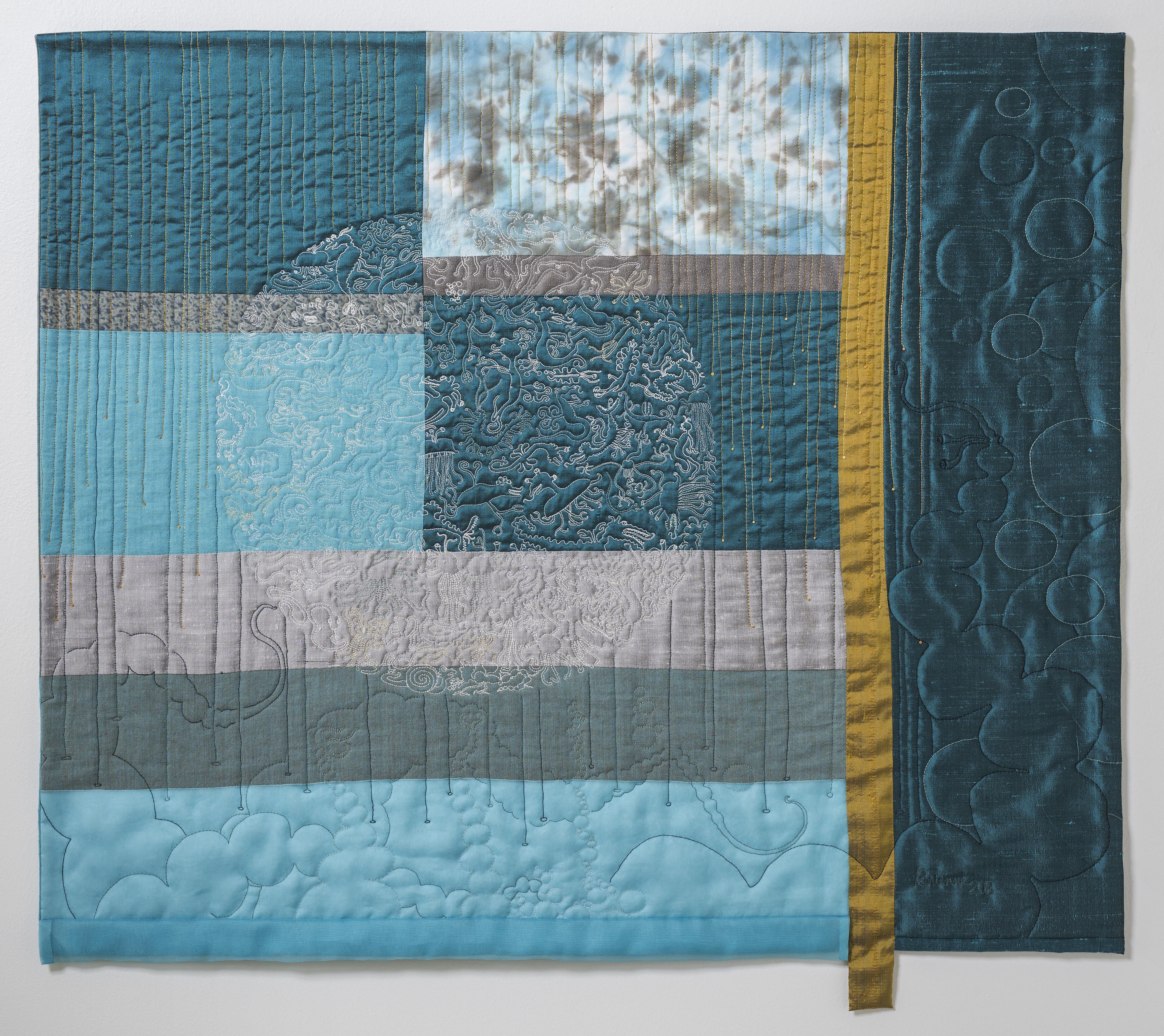 bubble world, 29x26 machine quilted wall hanging by brienne brown