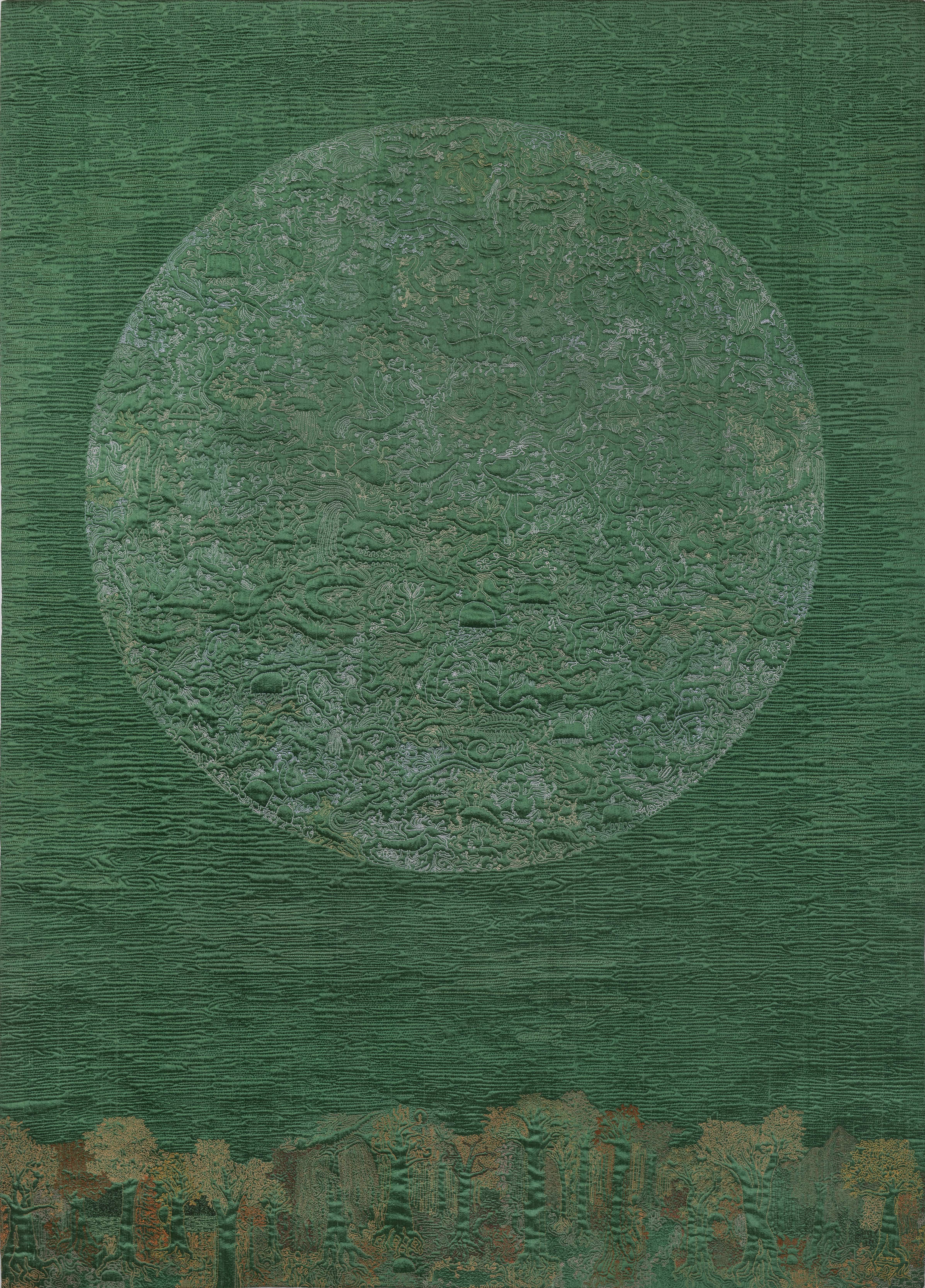 spring moon, 36x51 machine quilted wall hanging by brienne brown